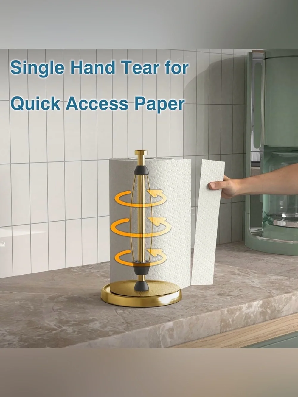 Paper Towel Holder Countertop, Gold Kitchen Accessories Decor, Stainless Steel
